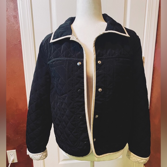 Black/Tan Reversible Quilted Jacket with Snap Closure - Picture 1 of 7